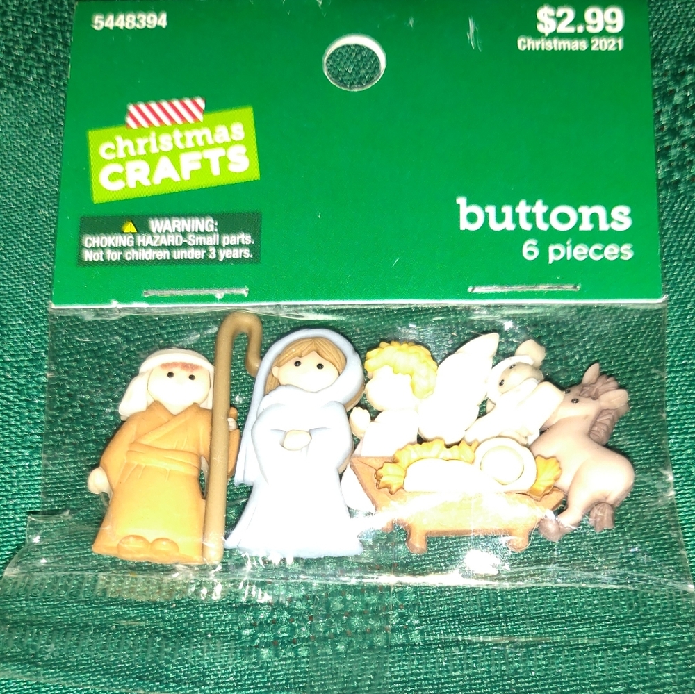 Christmas NATIVITY Shirt Buttons CRAFTS Baby Jesus SEALED Holiday Hobby Lobby - Picture 2 of 5